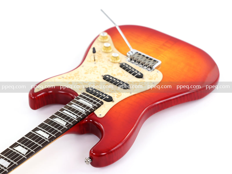 6-String ST-Style Neck-Through Electric Guitar with Gloss Cherry Sunburst Finish (11759, Limited Edition)
