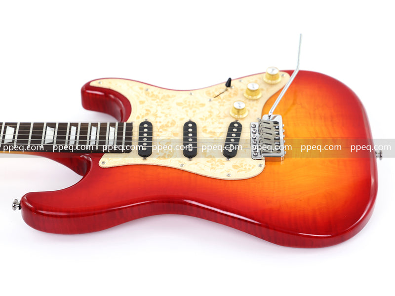 6-String ST-Style Neck-Through Electric Guitar with Gloss Cherry Sunburst Finish (11759, Limited Edition)