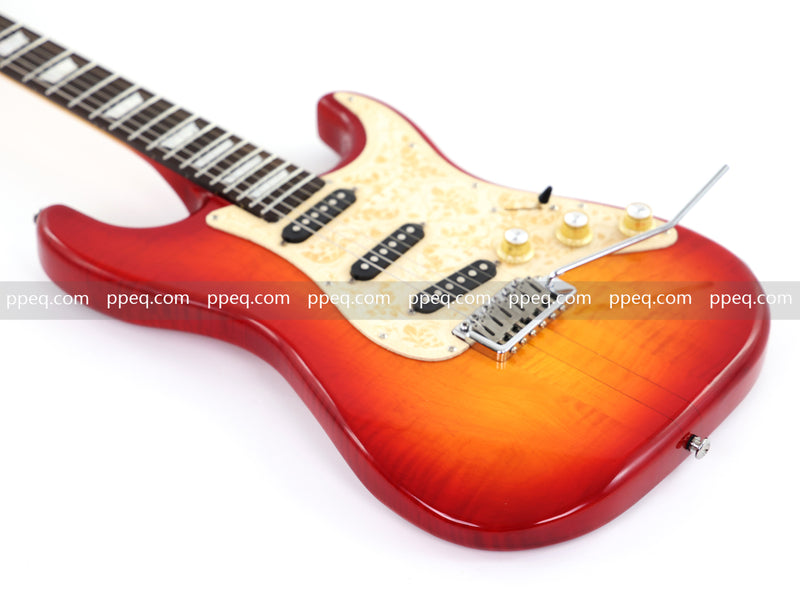 6-String ST-Style Neck-Through Electric Guitar with Gloss Cherry Sunburst Finish (11759, Limited Edition)