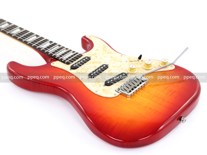 6-String ST-Style Neck-Through Electric Guitar with Gloss Cherry Sunburst Finish (11759, Limited Edition)