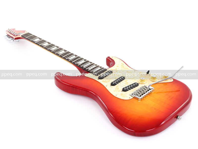 6-String ST-Style Neck-Through Electric Guitar with Gloss Cherry Sunburst Finish (11759, Limited Edition)