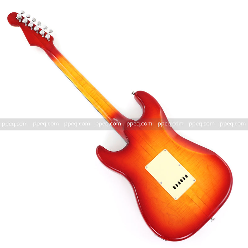 6-String ST-Style Neck-Through Electric Guitar with Gloss Cherry Sunburst Finish (11759, Limited Edition)
