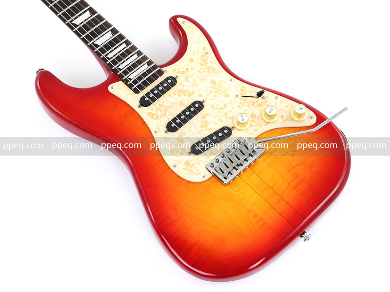 6-String ST-Style Neck-Through Electric Guitar with Gloss Cherry Sunburst Finish (11759, Limited Edition)