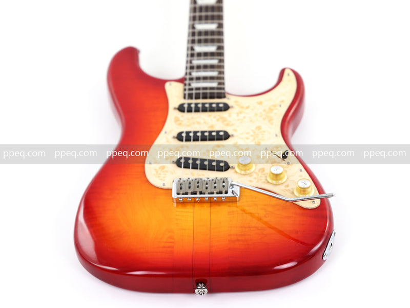 6-String ST-Style Neck-Through Electric Guitar with Gloss Cherry Sunburst Finish (11759, Limited Edition)