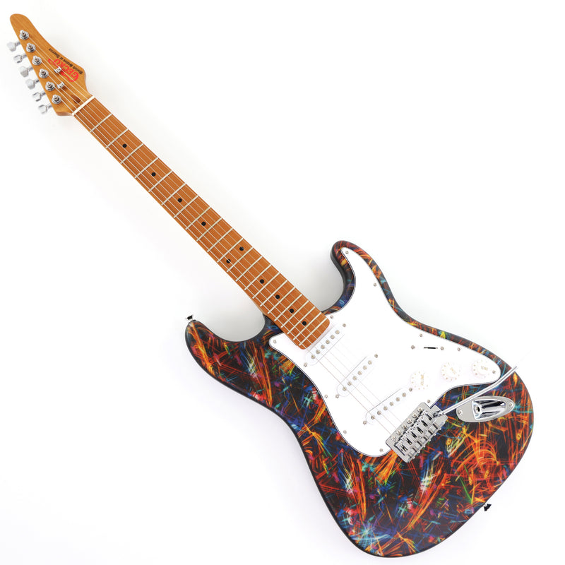 6-String ST-Style PC Body Electric Guitar with Matte Hydrographic Graphic Finish (XST-303)