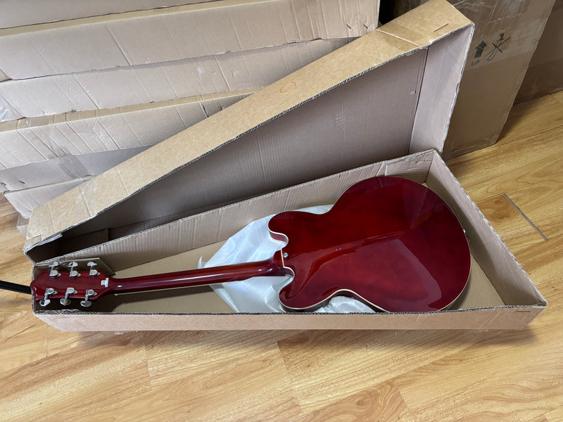 6-String ES-Style Semi-Hollow Body Electric Guitar with Sunburst Gloss Finish (HY-2502)