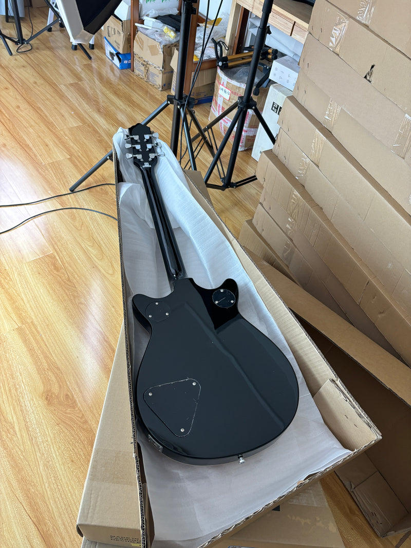 6-String Gloss Finish Electric Guitar with Flamed Maple Veneer Top (HY-2504)