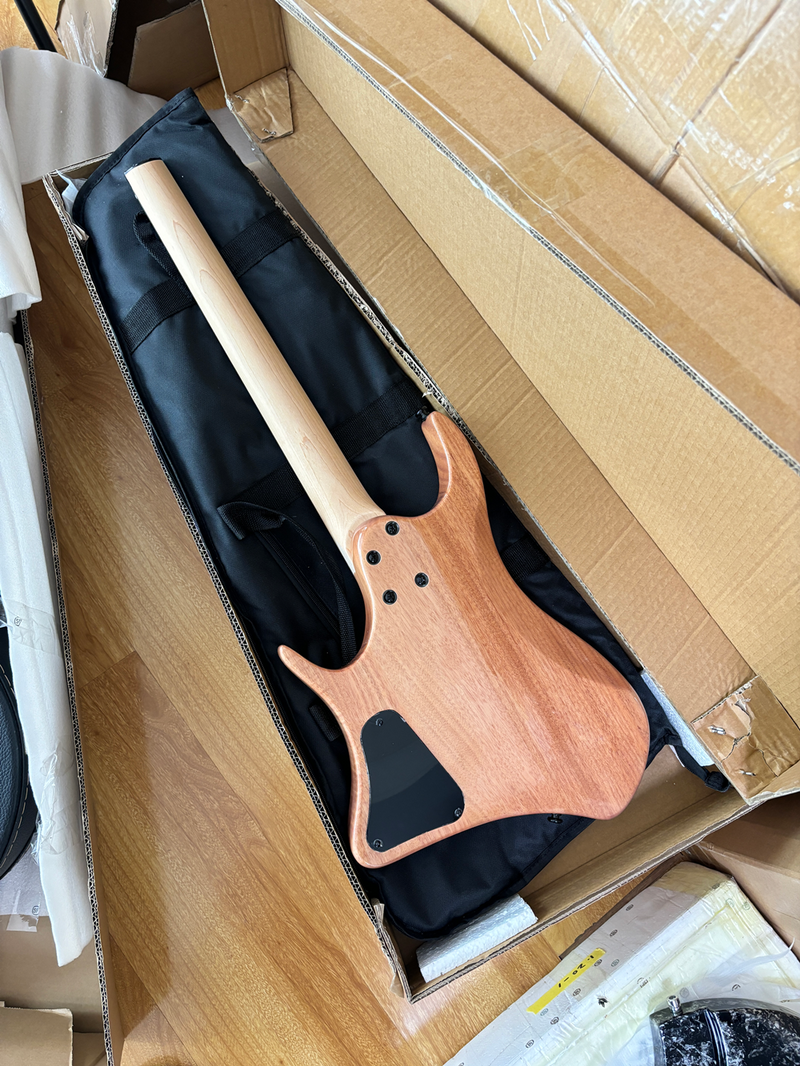 6-String Headless Electric Guitar with Burl Maple Veneer Top (YY-642)