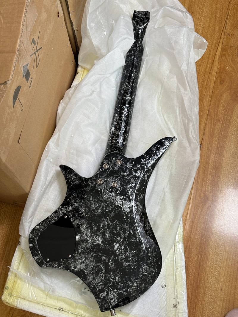 6-String Headless Electric Guitar with Gloss Meteorite Black Ice Finish (DS-756)