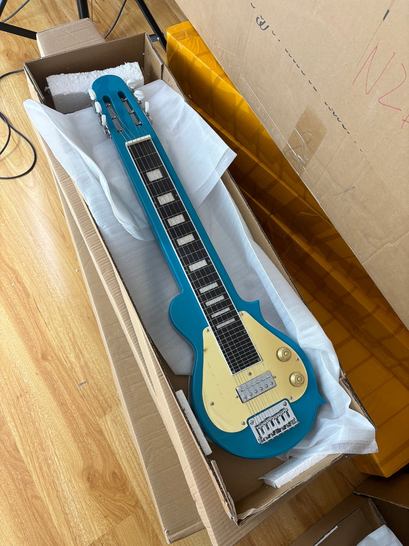 6-String Lap Steel Guitar with Gloss Bright Turquoise Finish (HY-2530)
