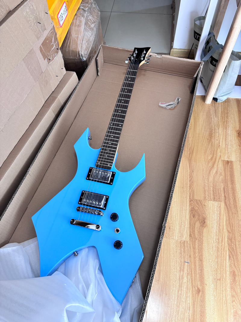 6-String Pastel Blue Gloss Finish Electric Guitar (HY-2501)