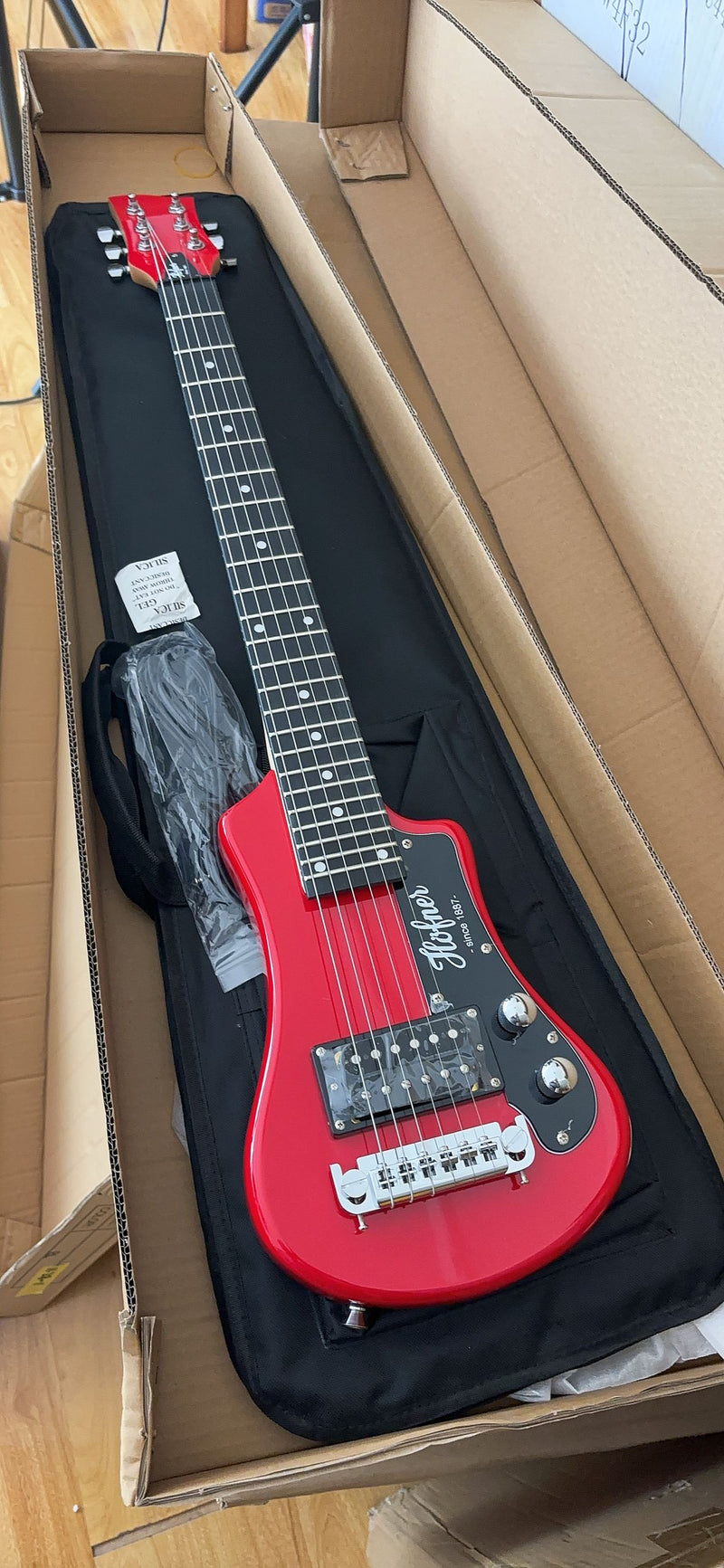 6-String Portable Short-Scale Electric Guitar with Red Glossy Finish (YMZ-264)