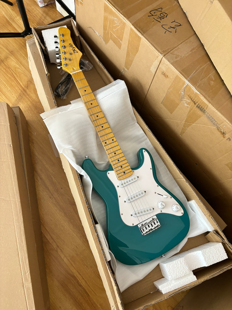 6-String ST-Style Electric Guitar with Gloss Turquoise Finish (HY-2557)