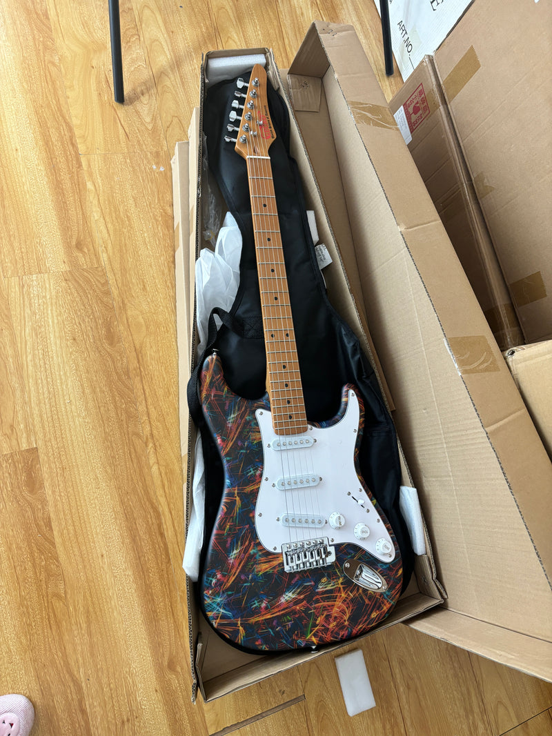 6-String ST-Style PC Body Electric Guitar with Matte Hydrographic Graphic Finish (XST-303)