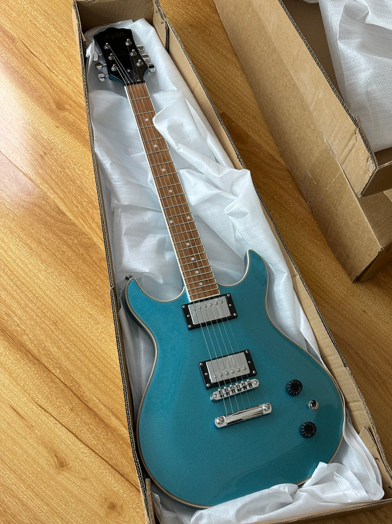 6-String Tiffany Blue Electric Guitar with Gloss Metallic Finish (HY-2509)