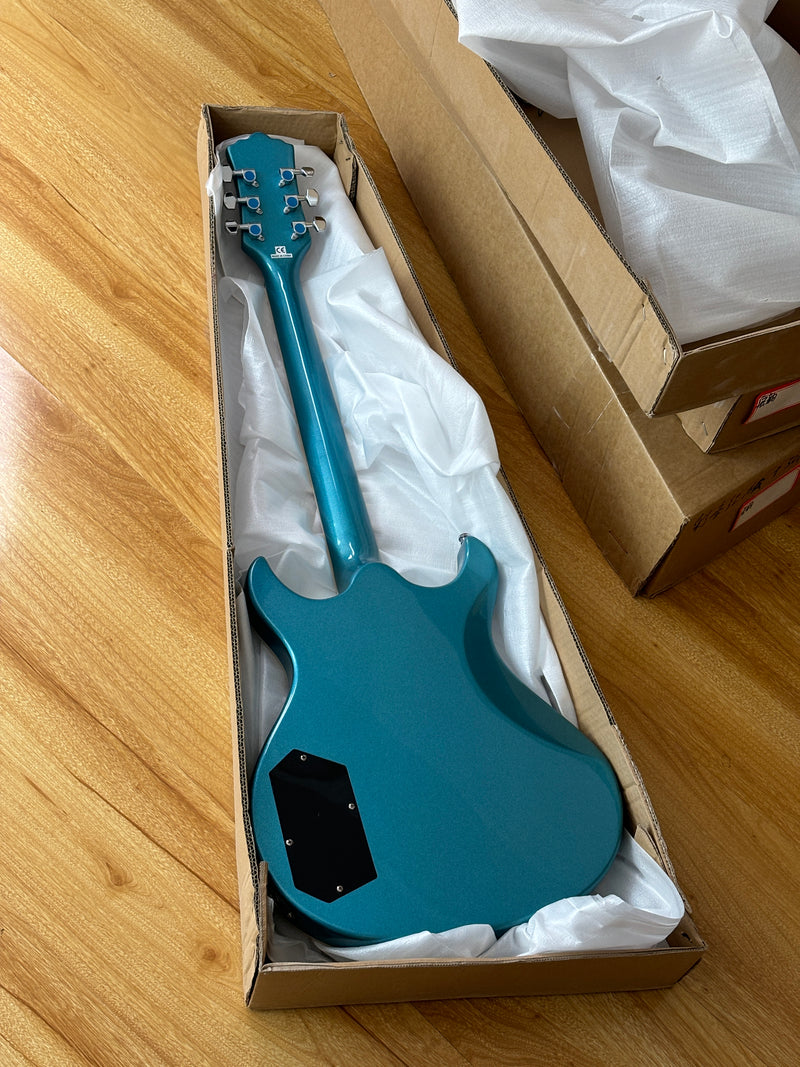 6-String Tiffany Blue Electric Guitar with Gloss Metallic Finish (HY-2509)