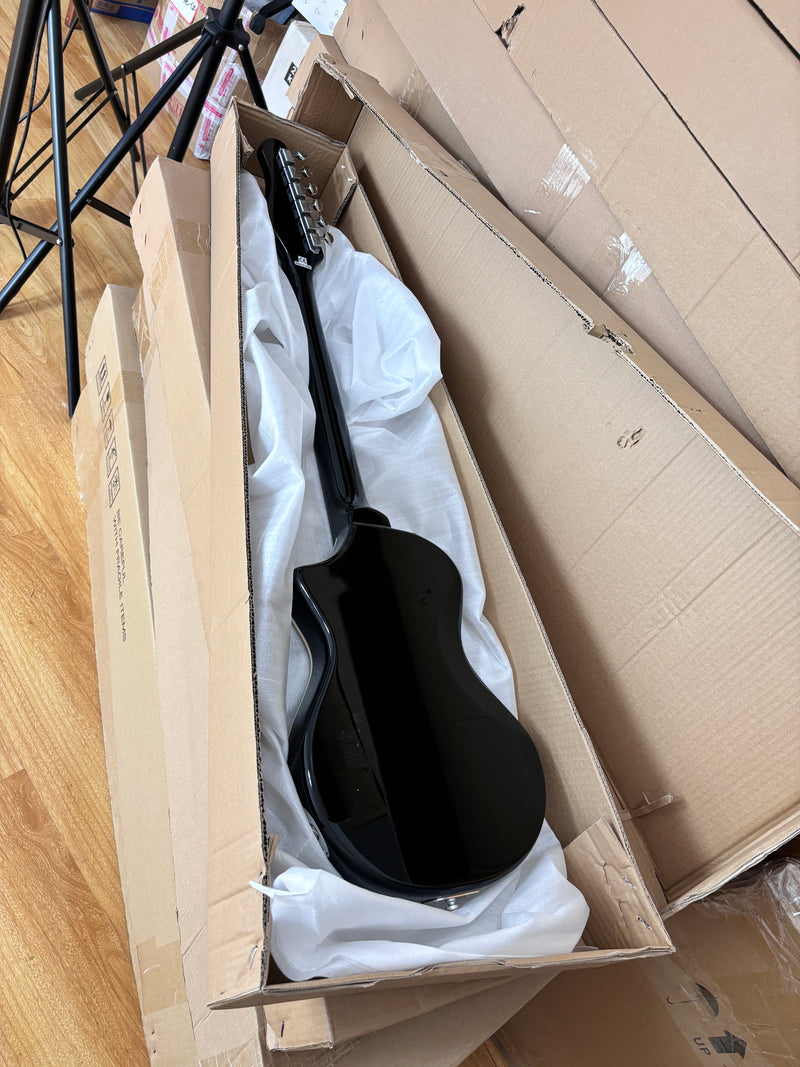 6-String Travel & Portable Electric Guitar with Gloss Black Finish (HY-2503)