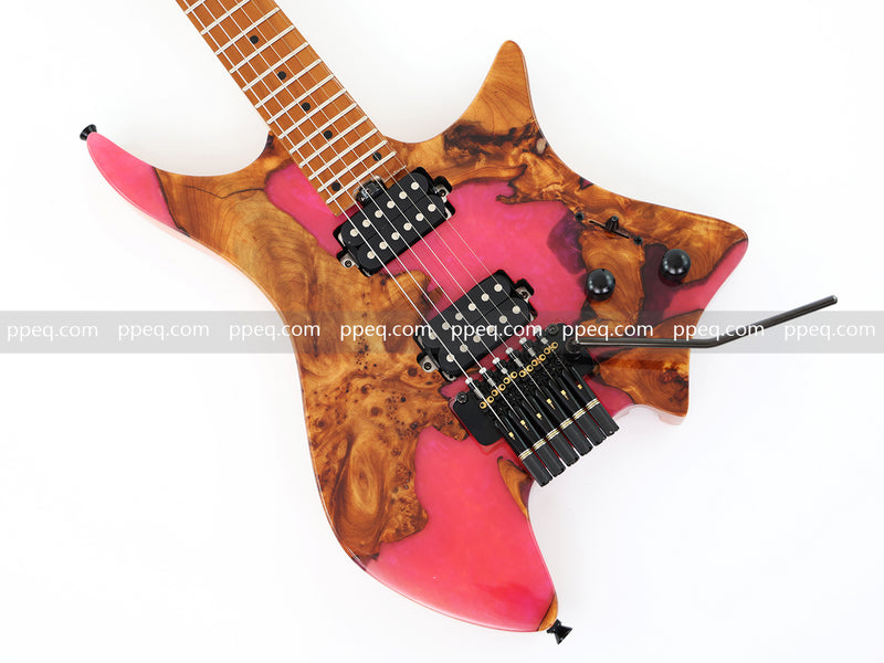 6-String Tapered Neck ResinBurl Body Headless Electric Guitar (PHG-004)
