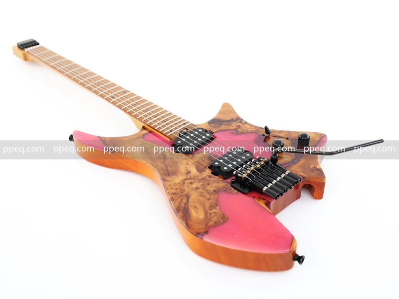 6-String Tapered Neck ResinBurl Body Headless Electric Guitar (PHG-004)