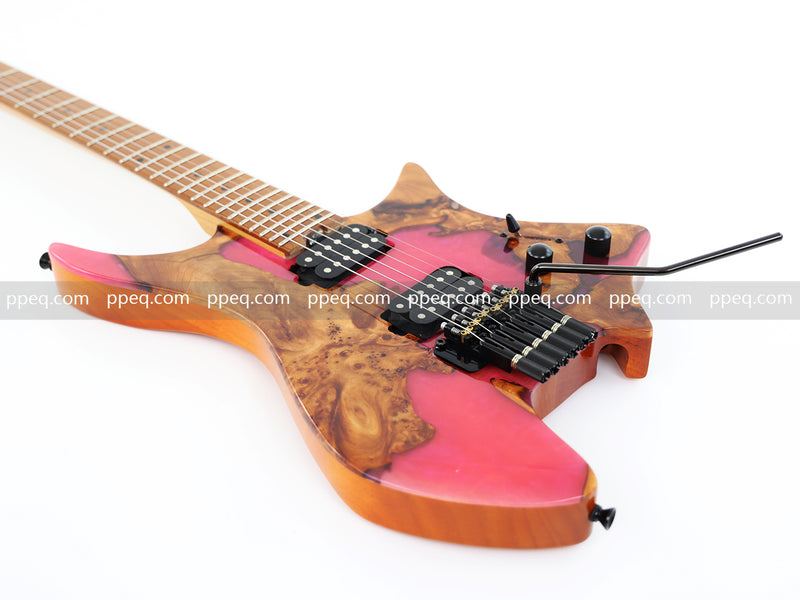 6-String Tapered Neck ResinBurl Body Headless Electric Guitar (PHG-004)
