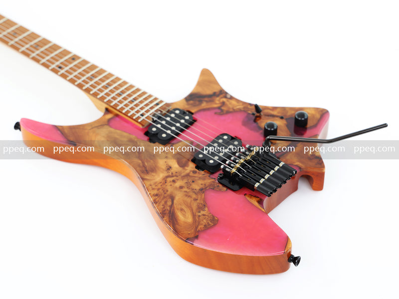6-String Tapered Neck ResinBurl Body Headless Electric Guitar (PHG-004)
