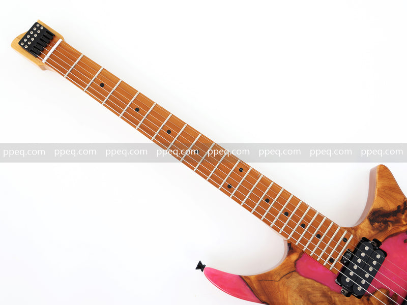 6-String Tapered Neck ResinBurl Body Headless Electric Guitar (PHG-004)