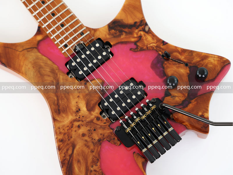6-String Tapered Neck ResinBurl Body Headless Electric Guitar (PHG-004)