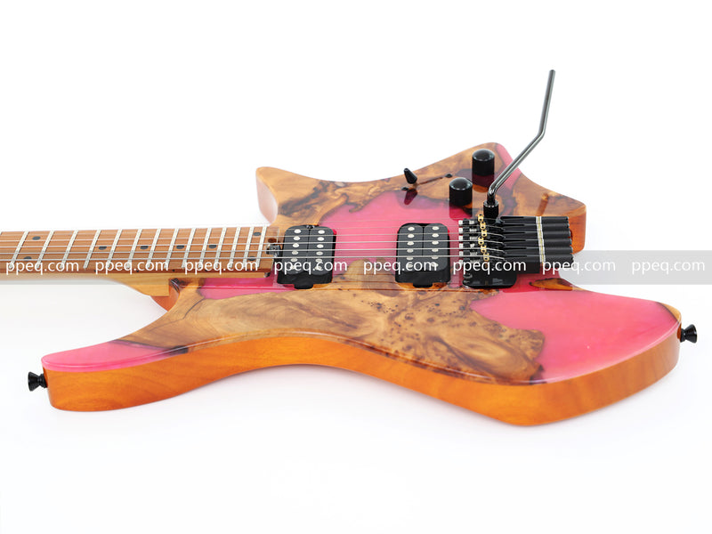6-String Tapered Neck ResinBurl Body Headless Electric Guitar (PHG-004)