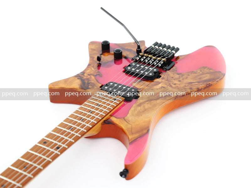 6-String Tapered Neck ResinBurl Body Headless Electric Guitar (PHG-004)