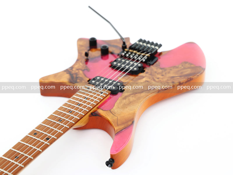 6-String Tapered Neck ResinBurl Body Headless Electric Guitar (PHG-004)