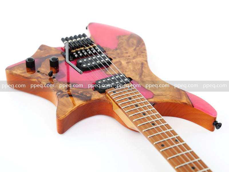 6-String Tapered Neck ResinBurl Body Headless Electric Guitar (PHG-004)