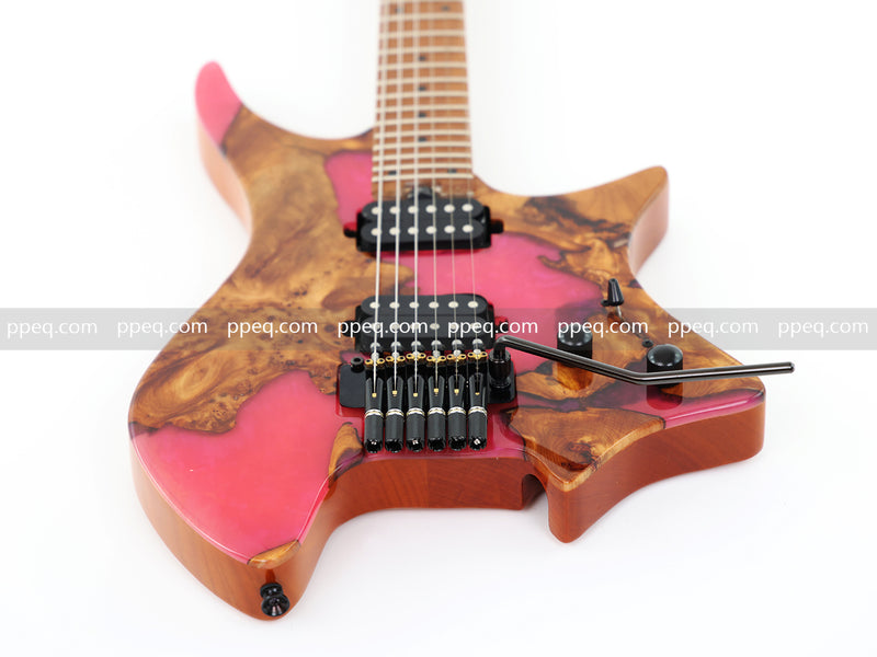 6-String Tapered Neck ResinBurl Body Headless Electric Guitar (PHG-004)
