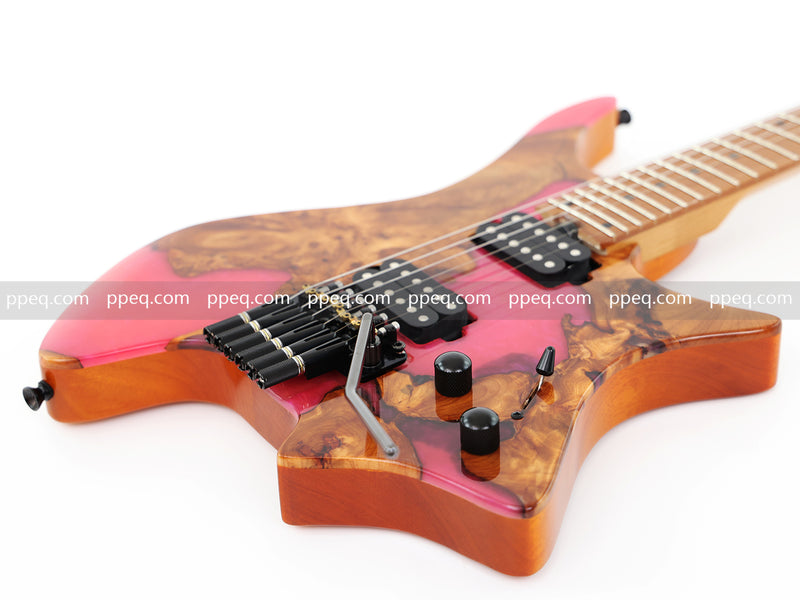 6-String Tapered Neck ResinBurl Body Headless Electric Guitar (PHG-004)