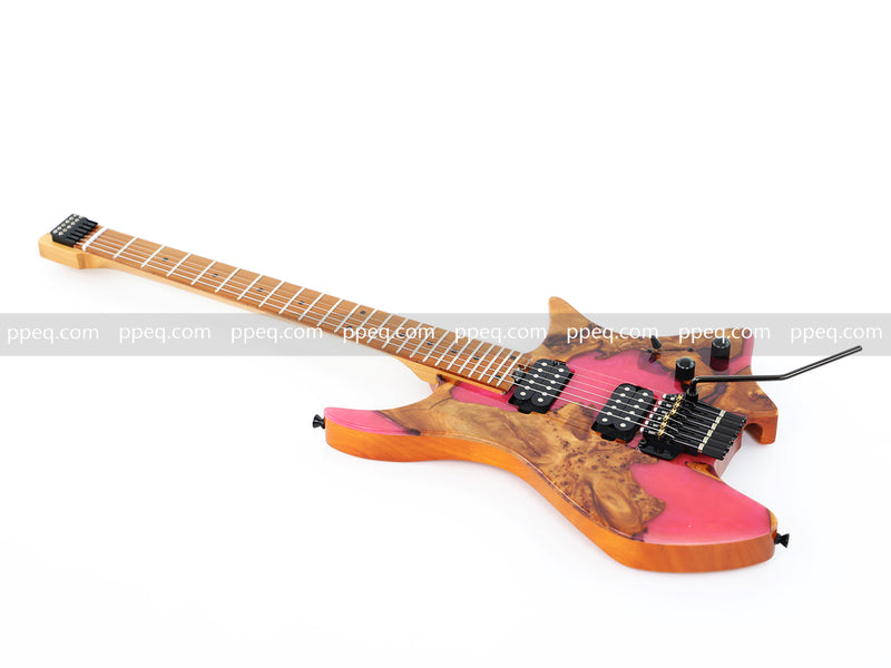 6-String Tapered Neck ResinBurl Body Headless Electric Guitar (PHG-004)