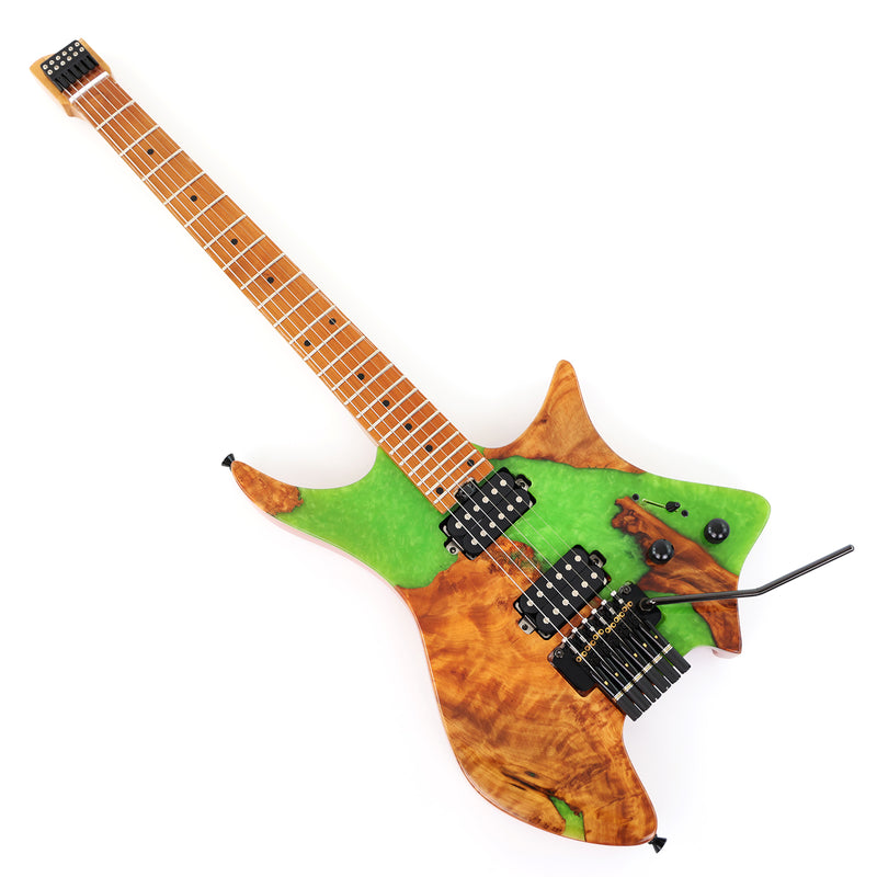 6-String Tapered Neck ResinBurl Body Headless Electric Guitar (PHG-005)