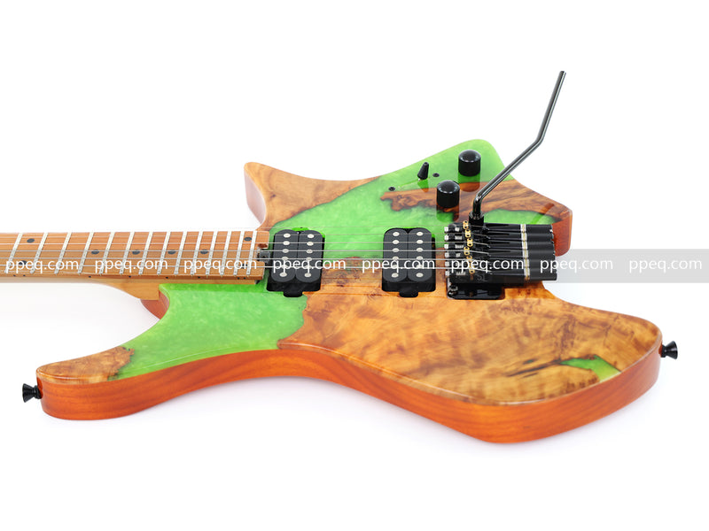 6-String Tapered Neck ResinBurl Body Headless Electric Guitar (PHG-005)