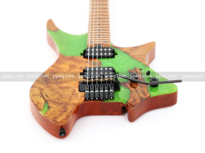6-String Tapered Neck ResinBurl Body Headless Electric Guitar (PHG-005)