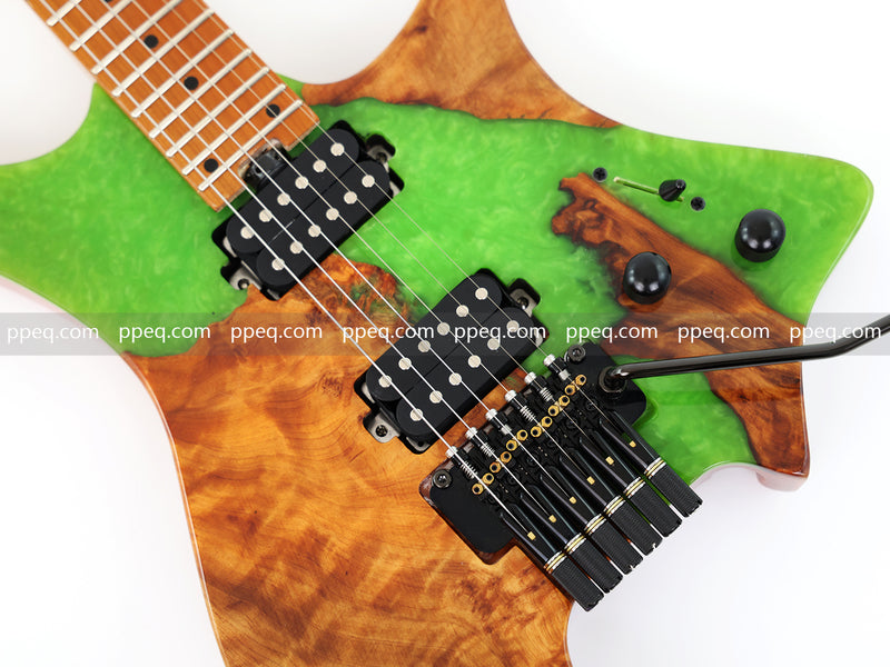 6-String Tapered Neck ResinBurl Body Headless Electric Guitar (PHG-005)