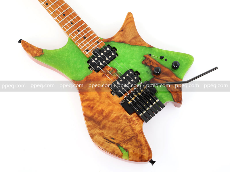 6-String Tapered Neck ResinBurl Body Headless Electric Guitar (PHG-005)