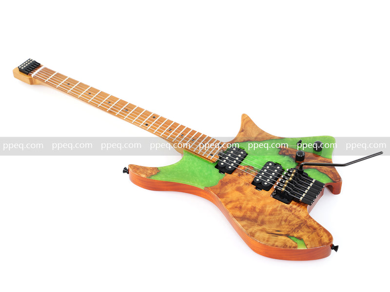 6-String Tapered Neck ResinBurl Body Headless Electric Guitar (PHG-005)