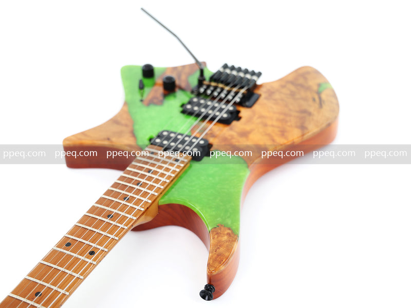 6-String Tapered Neck ResinBurl Body Headless Electric Guitar (PHG-005)
