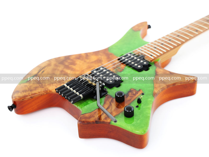 6-String Tapered Neck ResinBurl Body Headless Electric Guitar (PHG-005)