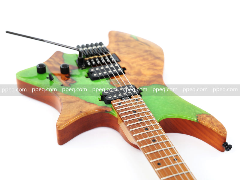 6-String Tapered Neck ResinBurl Body Headless Electric Guitar (PHG-005)