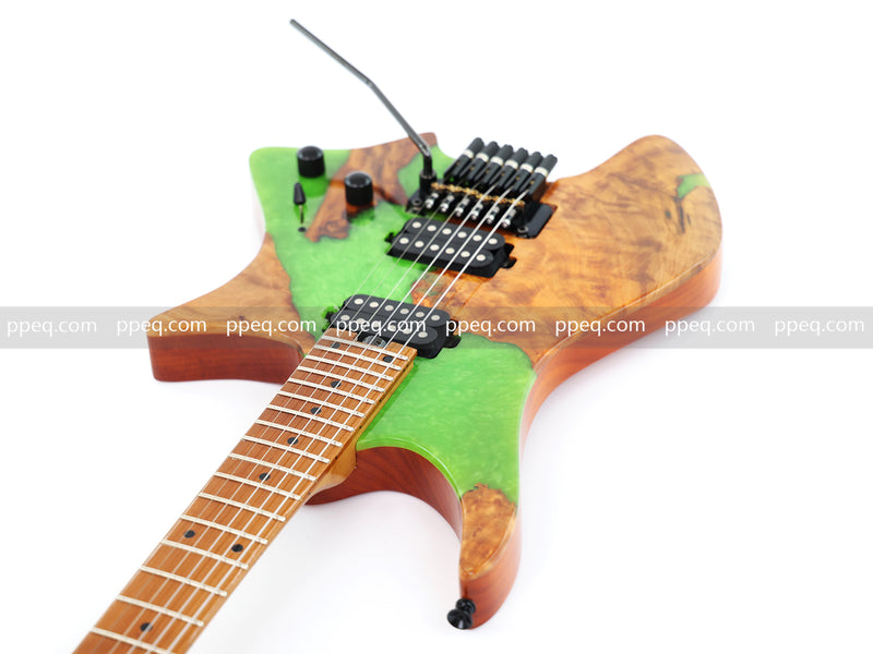 6-String Tapered Neck ResinBurl Body Headless Electric Guitar (PHG-005)