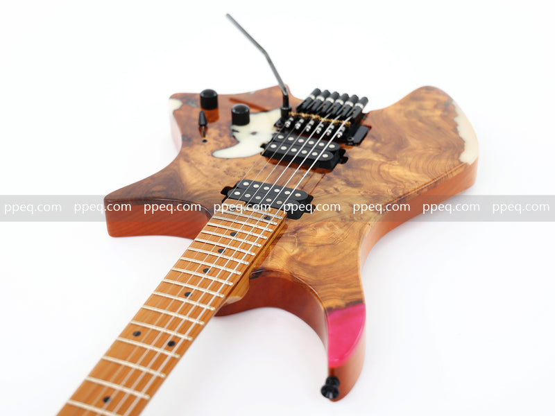 6-String Tapered Neck ResinBurl Body Headless Electric Guitar (PHG-006)