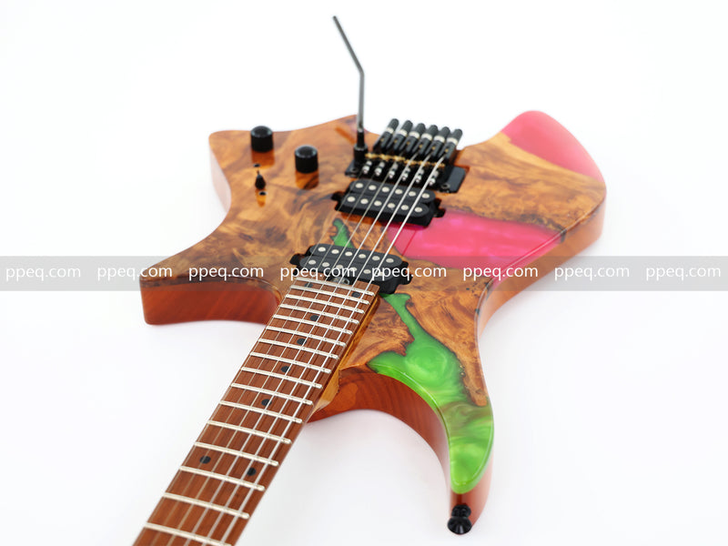 6-String Tapered Neck ResinBurl Body Headless Electric Guitar (PHG-007)