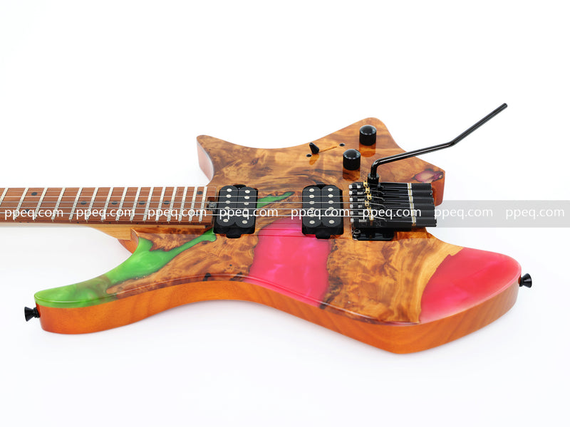 6-String Tapered Neck ResinBurl Body Headless Electric Guitar (PHG-007)