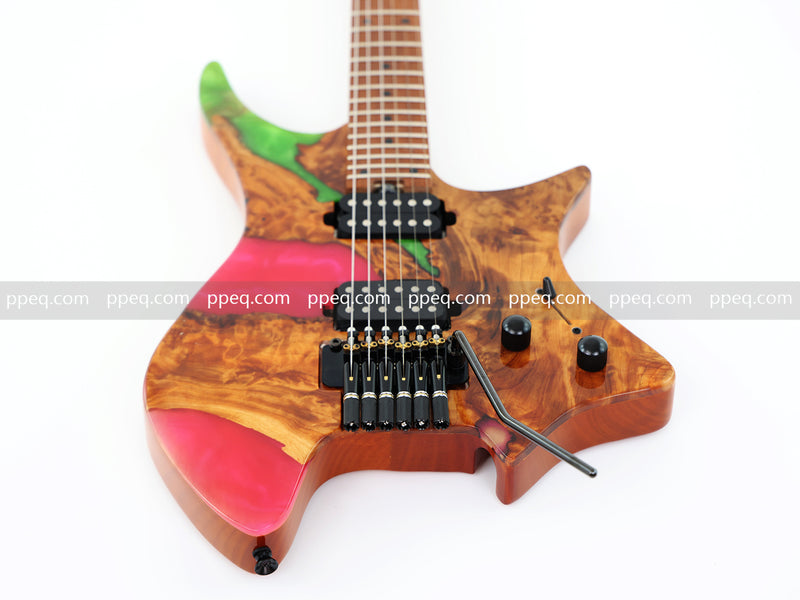 6-String Tapered Neck ResinBurl Body Headless Electric Guitar (PHG-007)