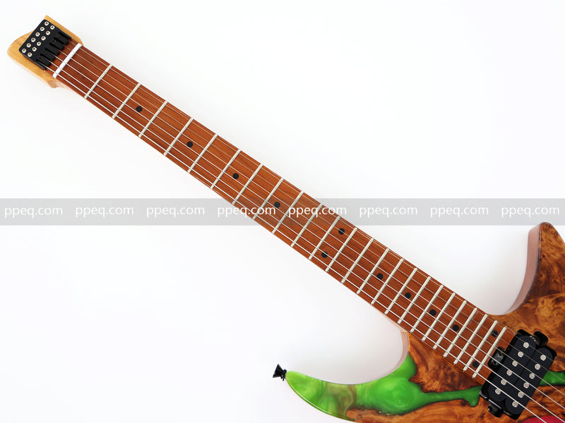 6-String Tapered Neck ResinBurl Body Headless Electric Guitar (PHG-007)