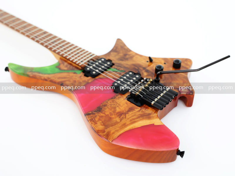 6-String Tapered Neck ResinBurl Body Headless Electric Guitar (PHG-007)